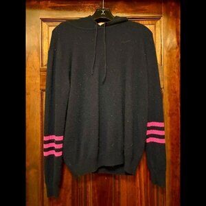 Navy and Magenta Aqua Cashmere Sweater Hoodie (M)